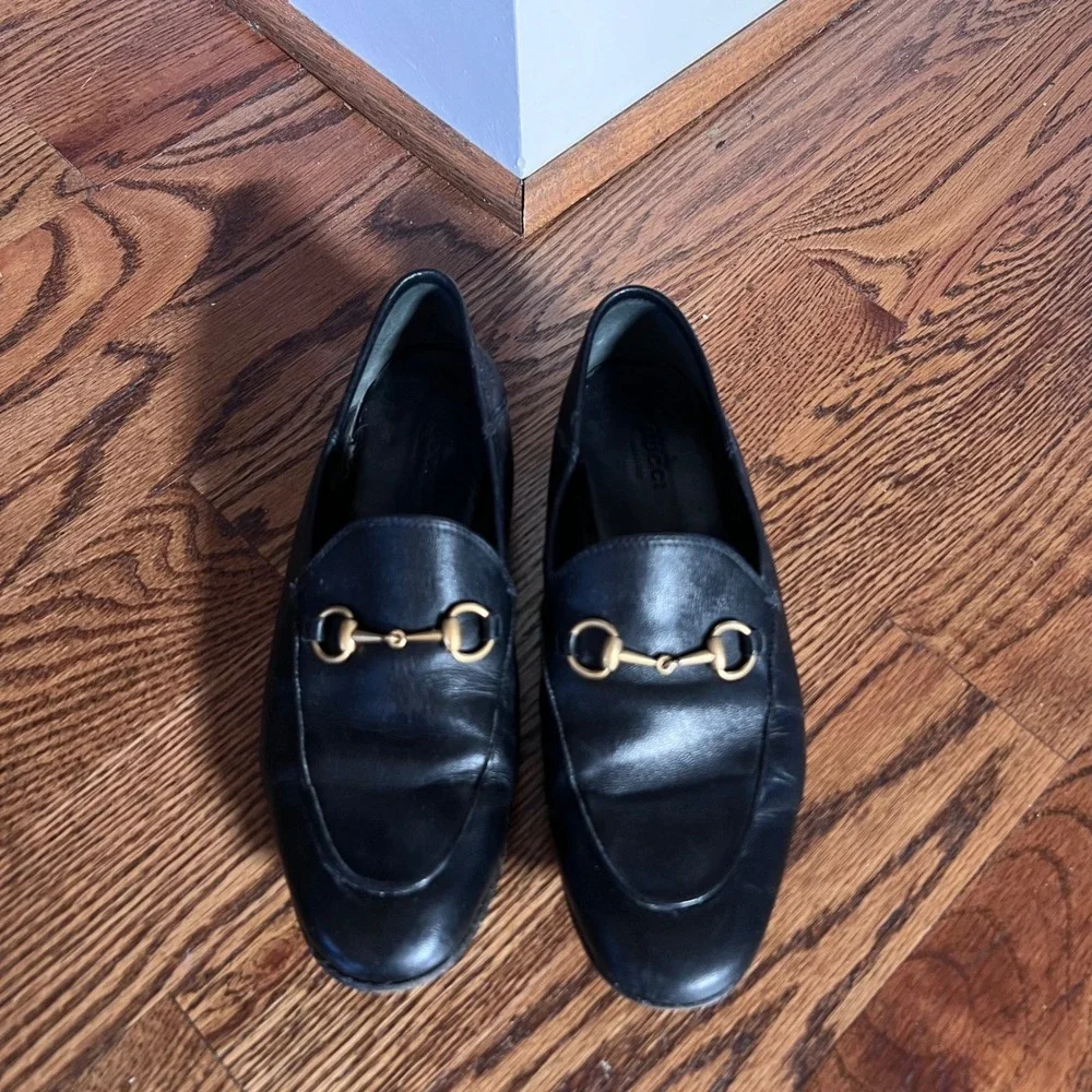Gucci Brixton‎ Black Leather Horsebit Loafers 414989 38.5 - Picture 2 of 16